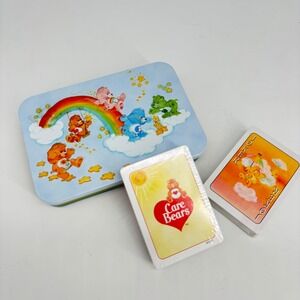 New VTG Care Bears 2002 Playing Cards Set 2 Decks in Collector Tin deadstock